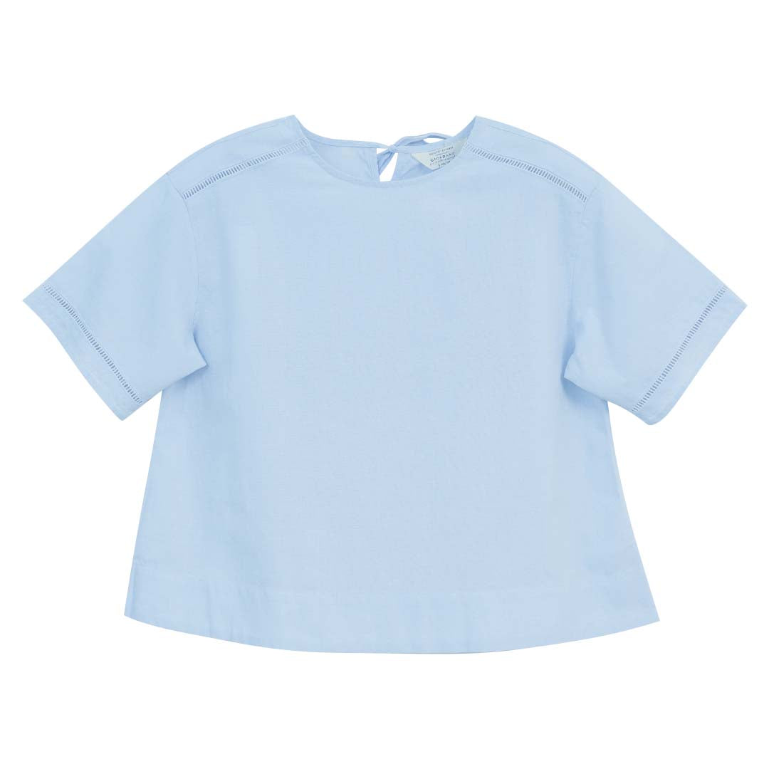 GIORDANO Women's Linen Cotton Poplin Round Neck Short Sleeves Loose Fit Scoop Back Shirt (05346206)