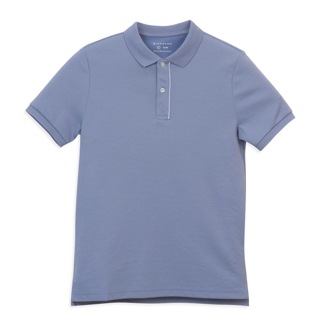 GIORDANO Men's Cotton Nylon Pique Slim Fit Solid Polo (01016275)