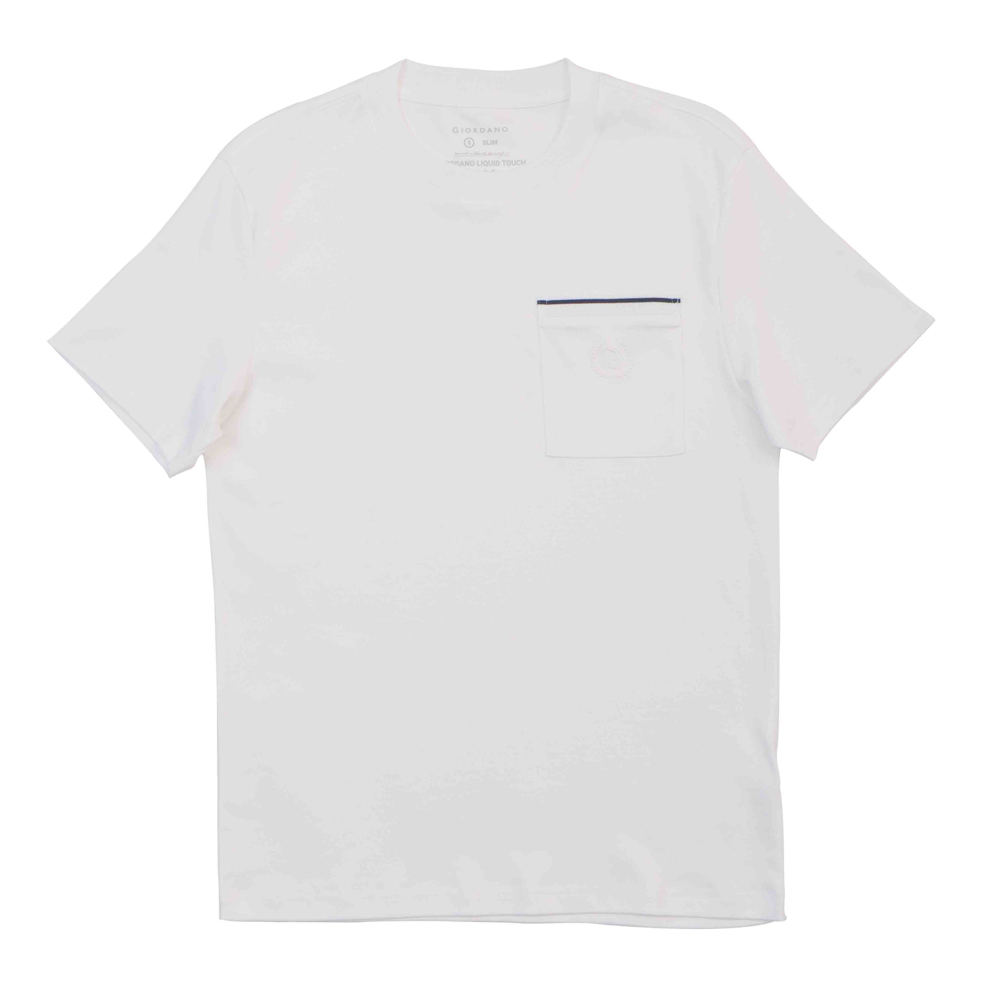GIORDANO Men's Liquid Touch Crew Neck Slim Fit  Pocket Tee (01025246)