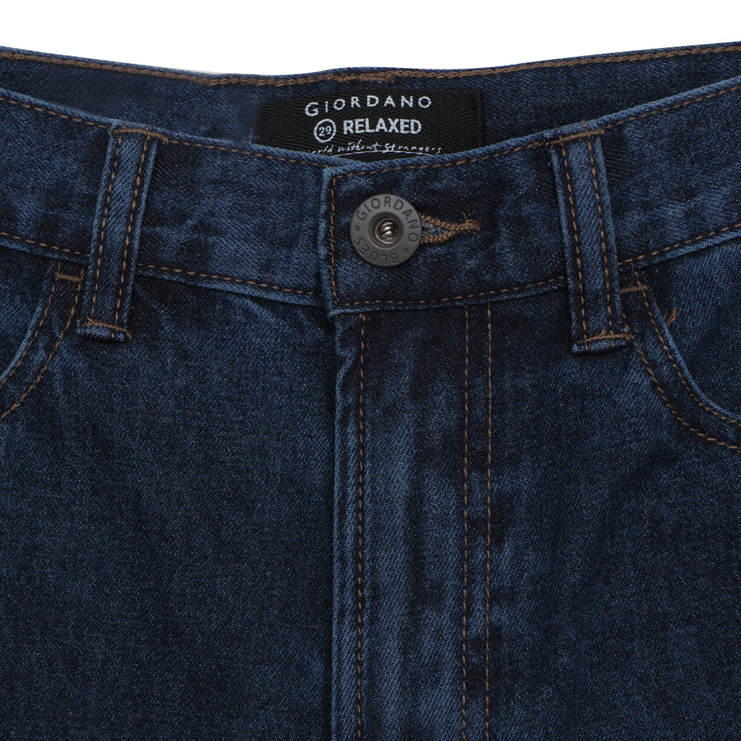 GIORDANO Men's Cotton Denim Mid Rise Relax Fit Jeans (01115025)