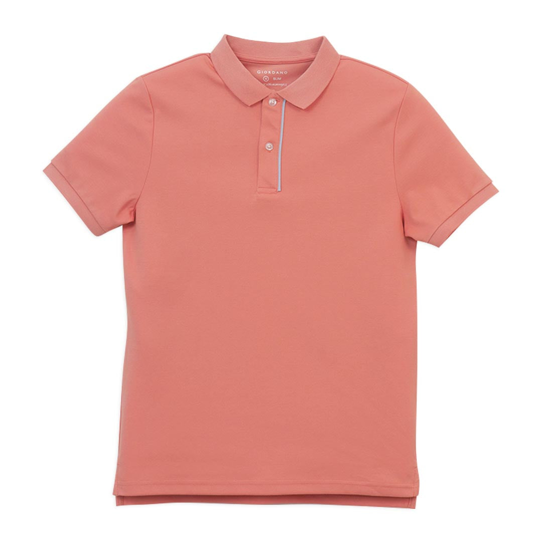 GIORDANO Men's Cotton Nylon Pique Slim Fit Solid Polo (01016275)