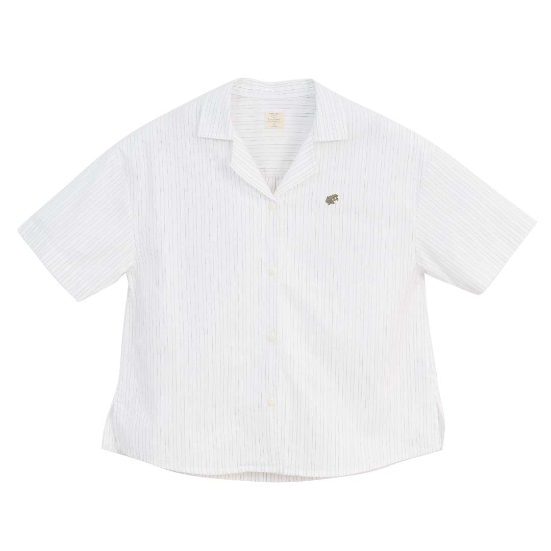 GIORDANO Women's Frog Stretch Oxford Notch Collar Short Sleeves Loose Fit Eco Soft Shirt (05346228)