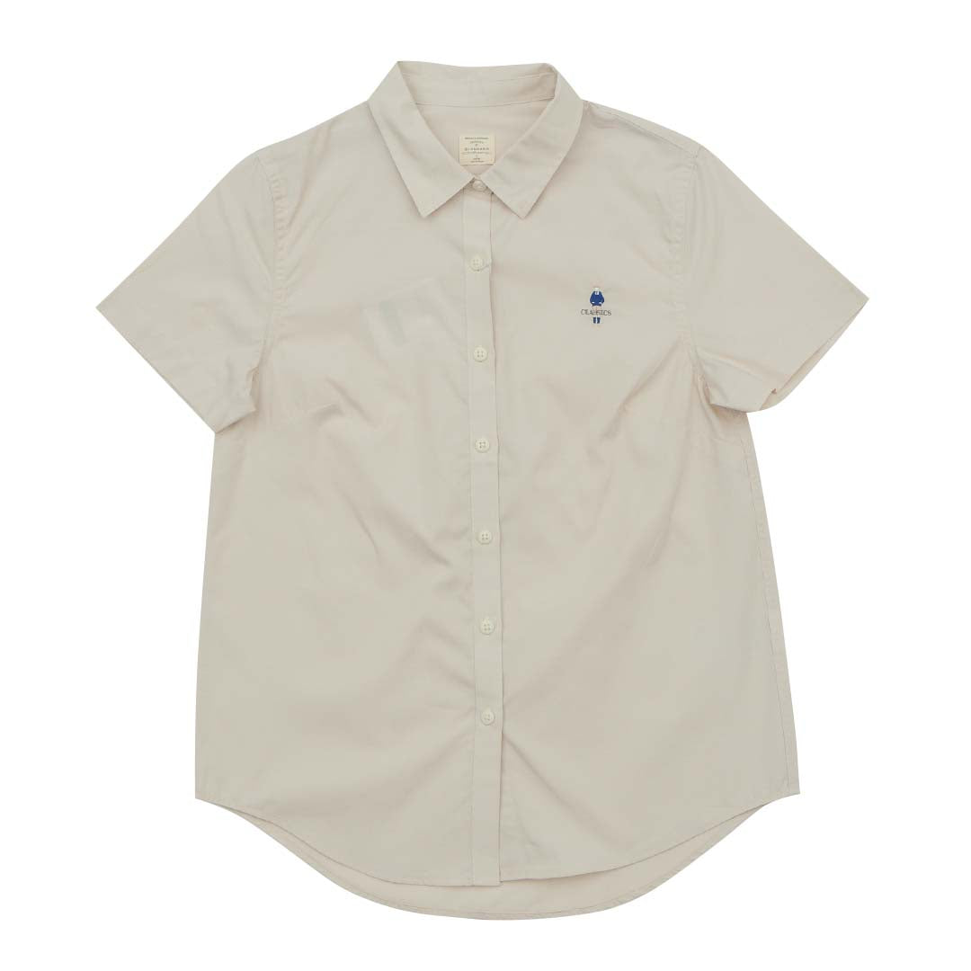 GIORDANO Women's Classic Man Cotton Poplin Short Sleeves Shirt (05345250)