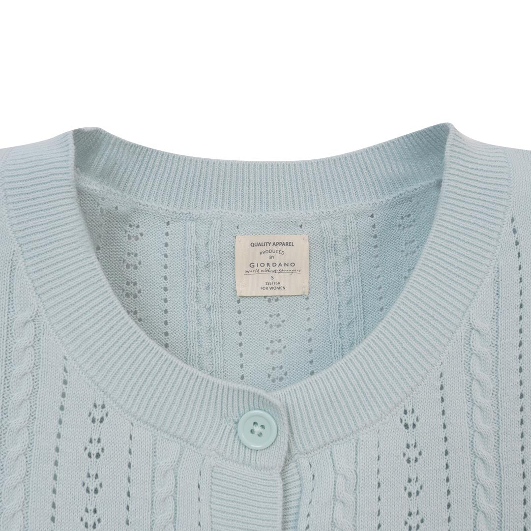 GIORDANO Women's Cotton Crew Neck Comfort Fit Button Front Cardigan (05356209)