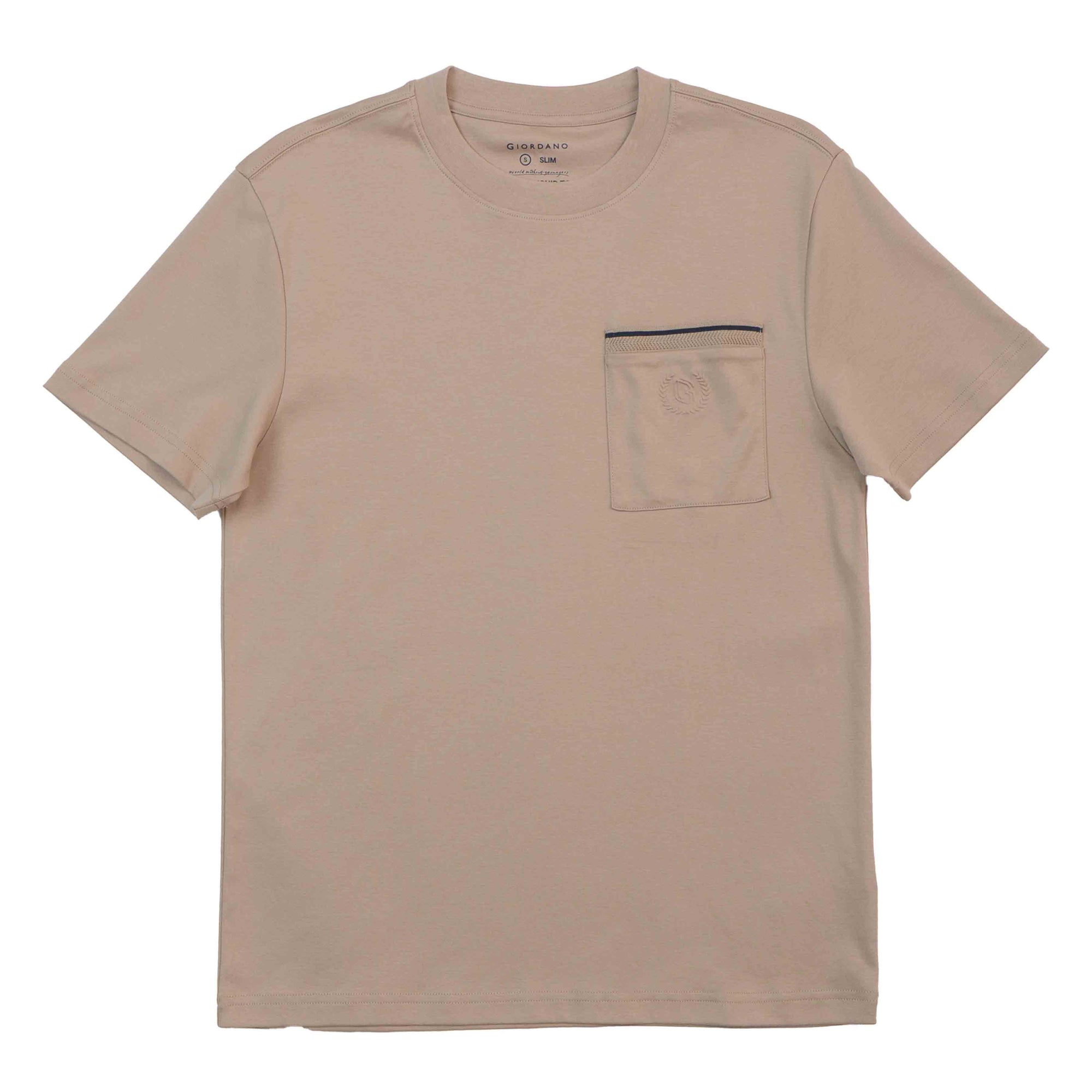 GIORDANO Men's Liquid Touch Crew Neck Slim Fit  Pocket Tee (01025246)