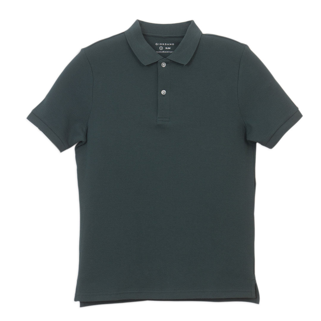 GIORDANO Men's Stretch Slim Fit Waffle Polo (01016295)