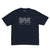 Dark blue Giordano Men's Relax Sorona Printed Tee with a white graphic "W" made of lines and "WANDER WONDER" 