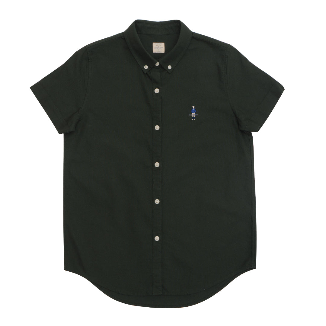 GIORDANO Women's Classic Man Oxford Acute Collar Short Sleeves Eco Soft Shirt (05345231)