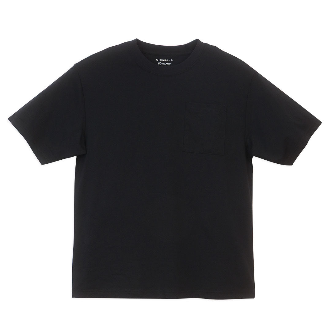 GIORDANO Men's Cotton Polyester Sorona Relax Fit Pocket Tee (01026222)