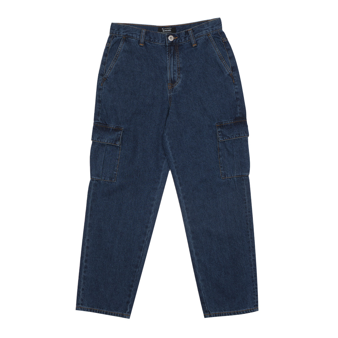 GIORDANO Men's Cotton Denim Mid Rise Relax Fit Cargo Pants (01115030)