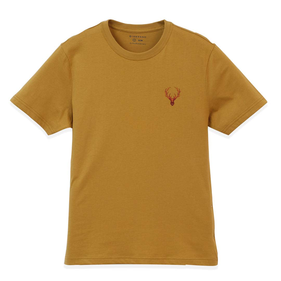 GIORDANO Men's Deer Head Crew Neck Slim Fit Tee (01025641)
