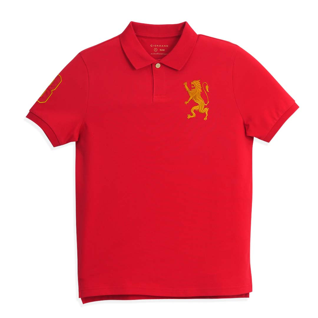 GIORDANO Men's 3D Lion Slim Fit Polo (01016225)