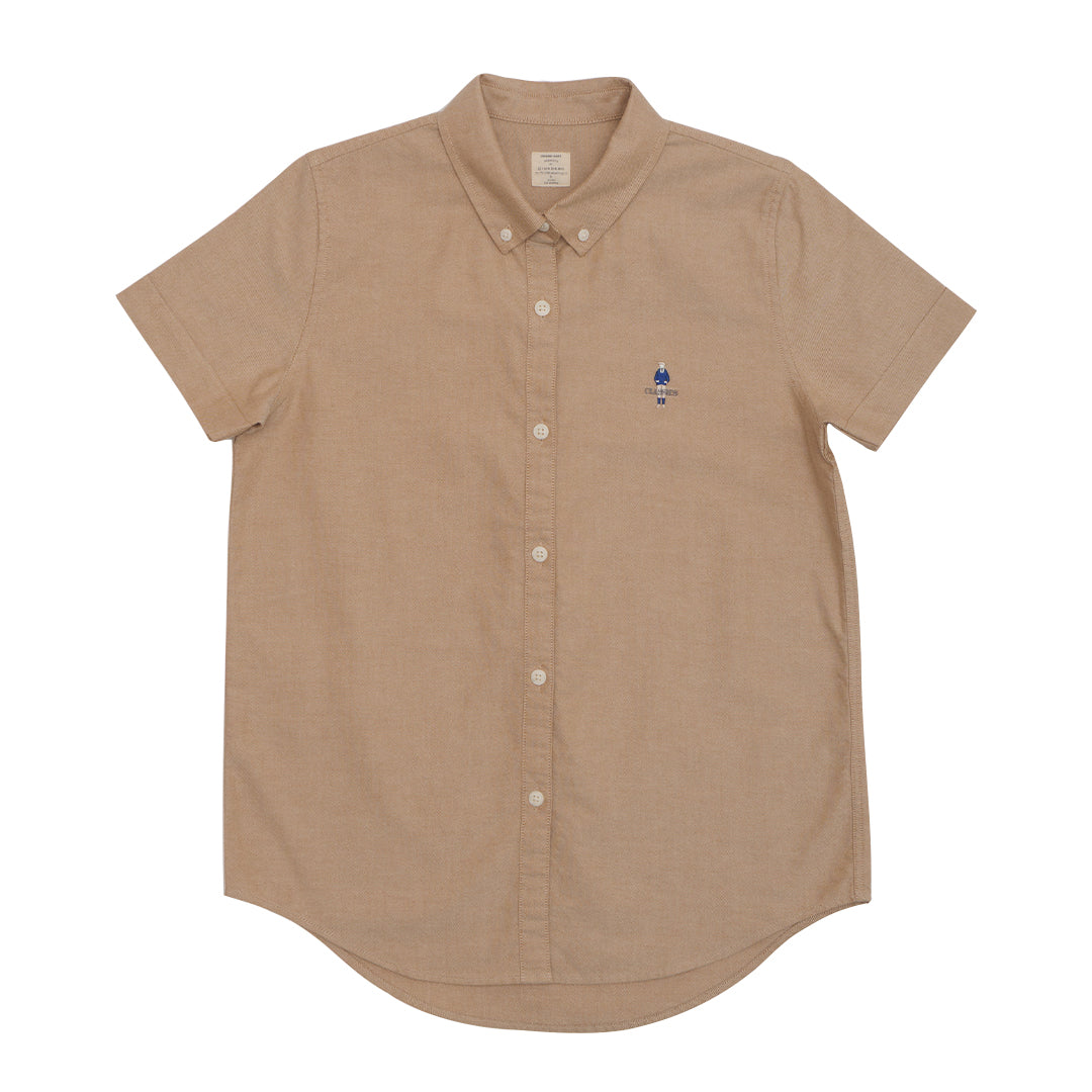 GIORDANO Women's Classic Man Oxford Acute Collar Short Sleeves Eco Soft Shirt (05345231)