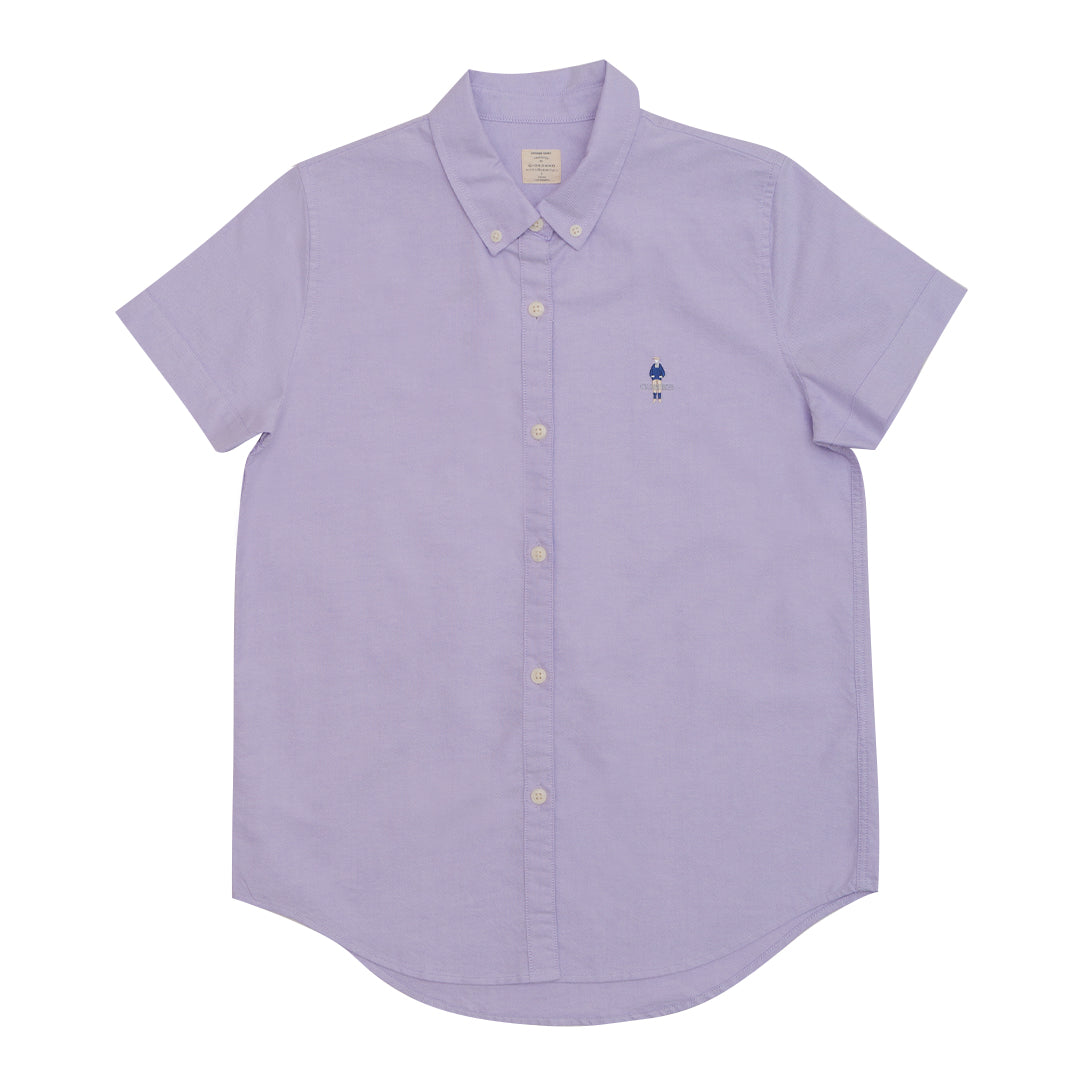 GIORDANO Women's Classic Man Oxford Acute Collar Short Sleeves Eco Soft Shirt (05345231)