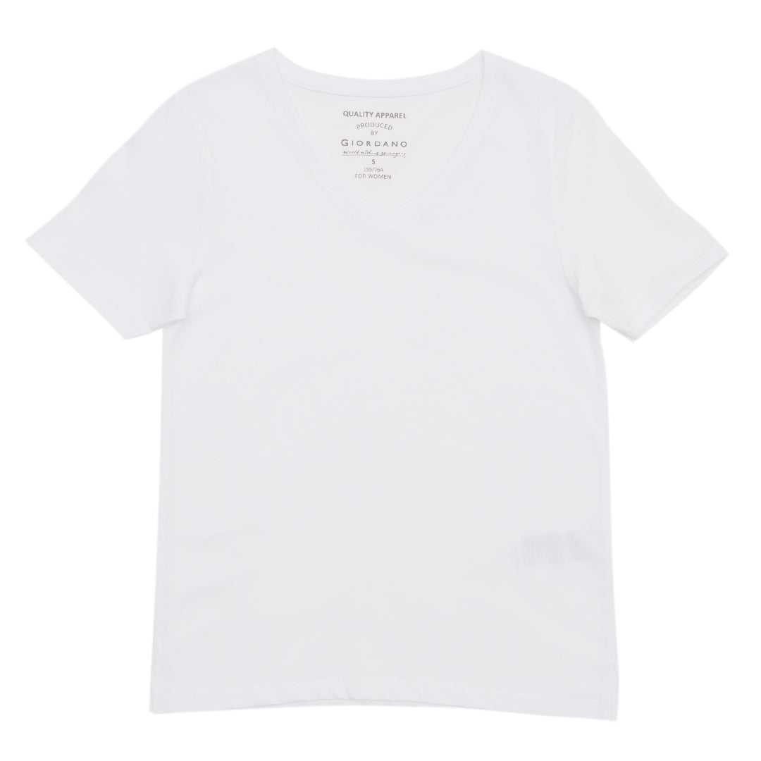 GIORDANO Women's Cotton Jersey V-Neck Tee (05325248)