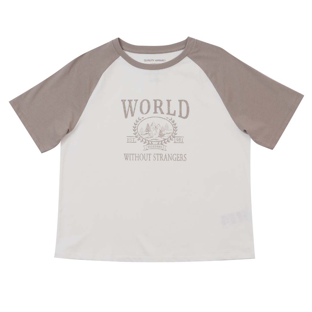 GIORDANO Women's WWS Boyfriend Fit Printed Tee  (05395314)
