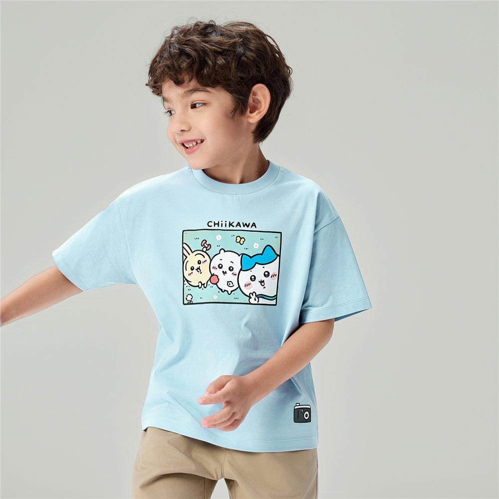 GIORDANO Junior x Chiikawa Sorona Jersey Crew Neck Relax Fit Printed Tee (03086307)