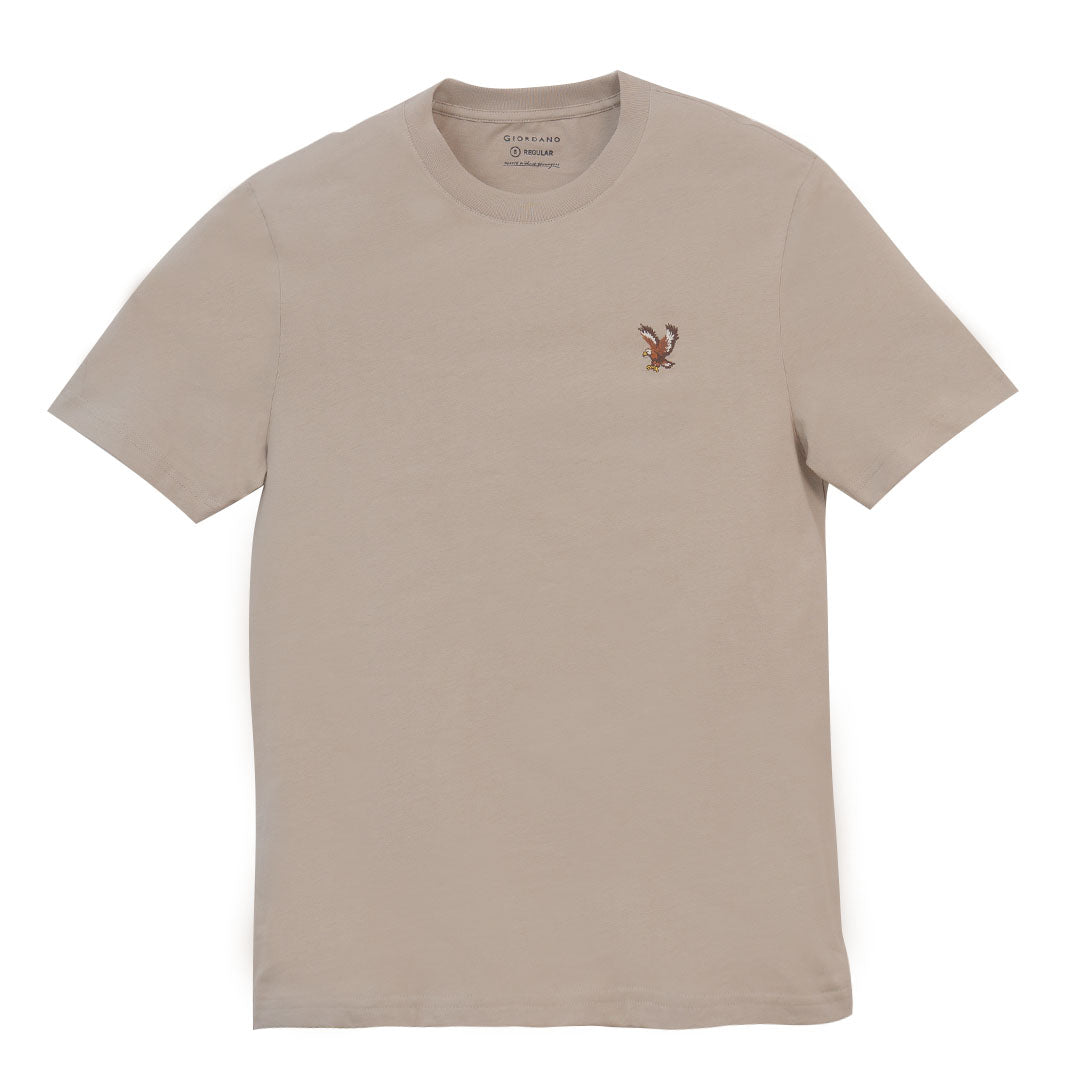 GIORDANO Men's Cotton Jersey Crew Neck Regular Fit Embroidery Print Tee�(01026201)