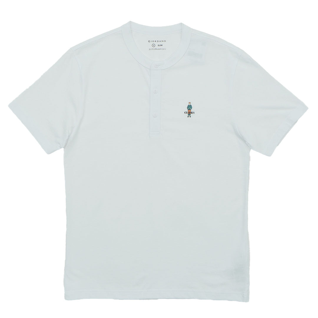 GIORDANO Men's Classic Man Henley Slim Fit Tee (01025241)