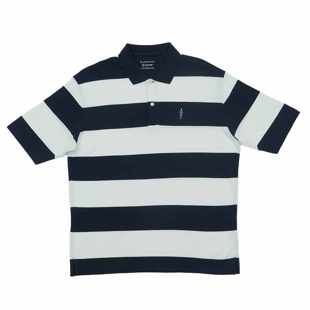 GIORDANO Men's Classic Man Cotton Lycra Stripe Polo (01015352)