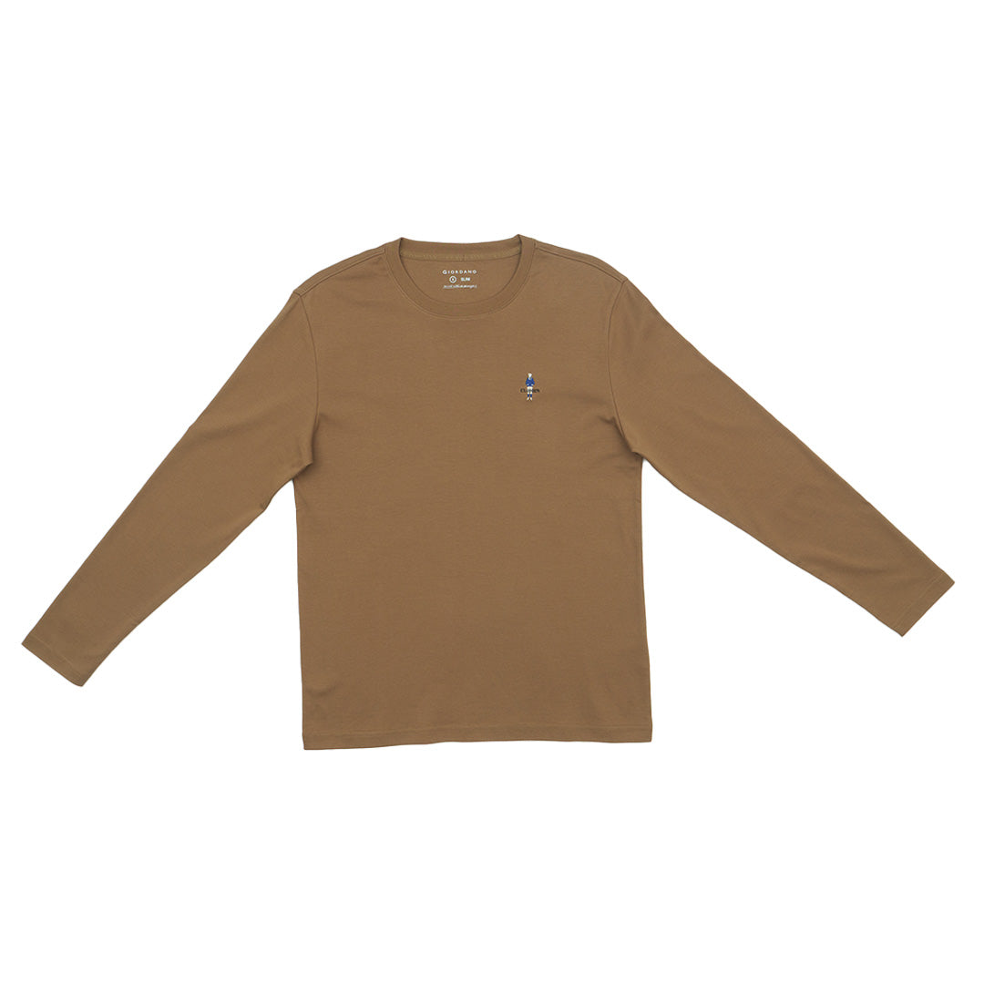 GIORDANO Men's Classic Man Sorona Long Sleeves Crew Neck Tee (01025245)