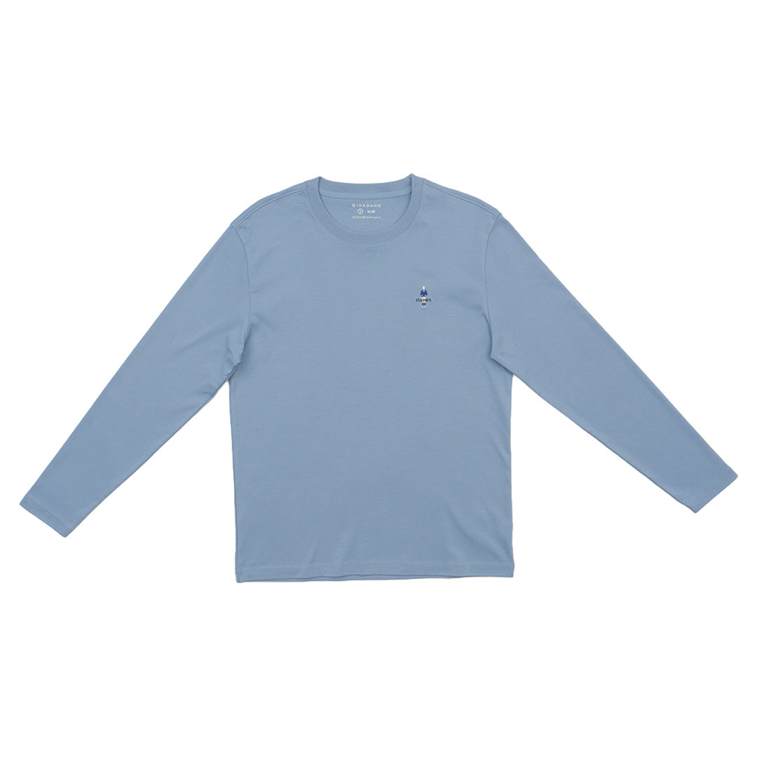 GIORDANO Men's Classic Man Sorona Long Sleeves Crew Neck Tee (01025245)