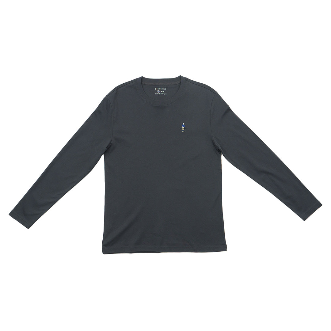 GIORDANO Men's Classic Man Sorona Long Sleeves Crew Neck Tee (01025245)