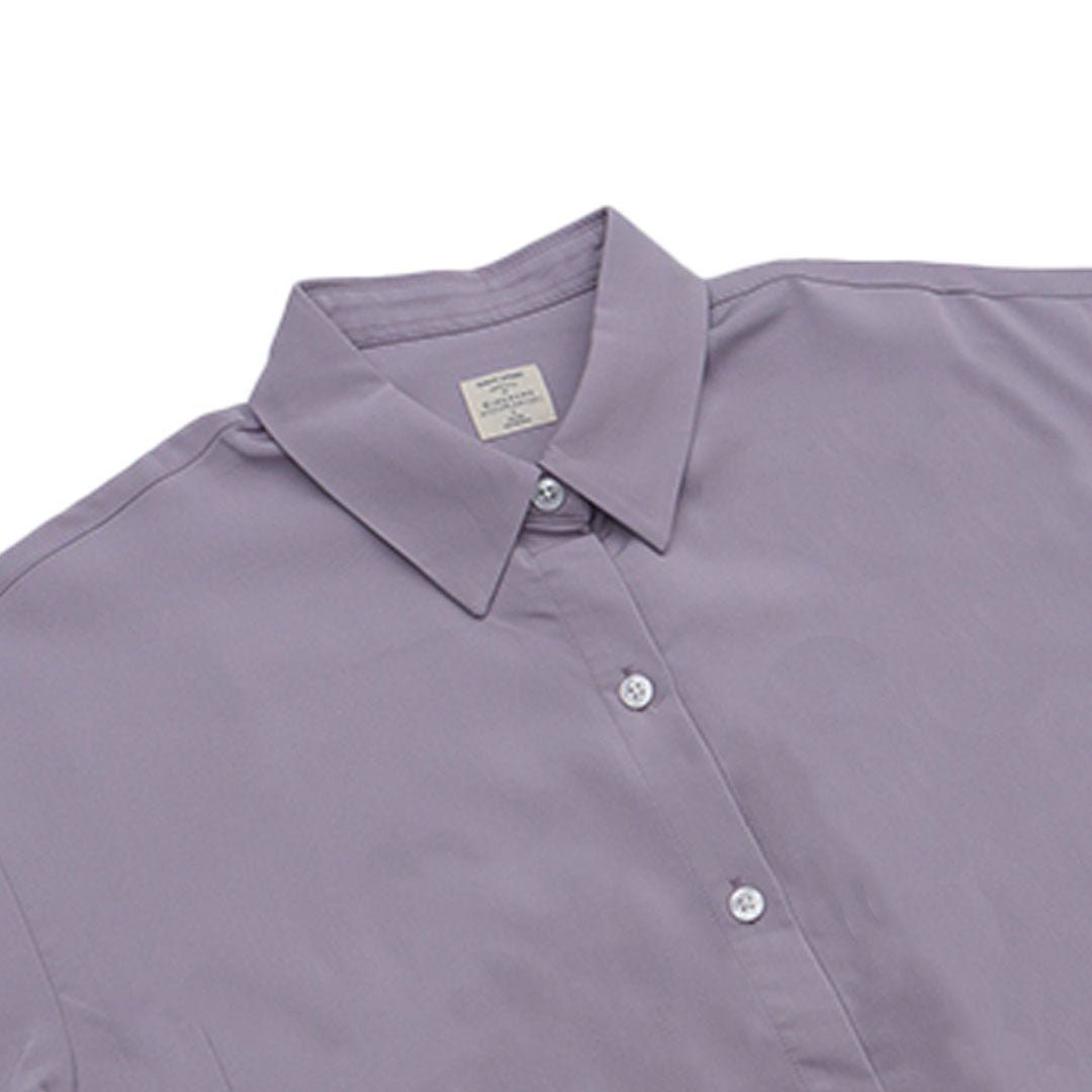 GIORDANO Women's Twill Acute Collar Long Sleeves Loose Fit Shirt (05345023)