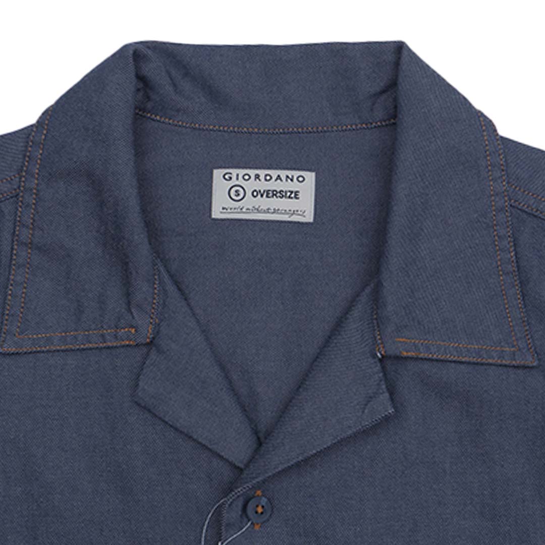 GIORDANO Men's Cotton Twill  Short Sleeves Oversize Shirt (01045282)