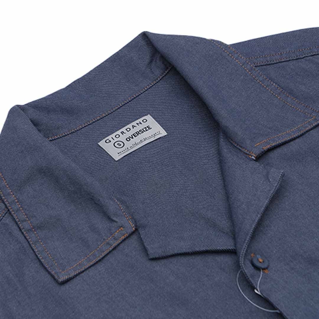 GIORDANO Men's Cotton Twill  Short Sleeves Oversize Shirt (01045282)