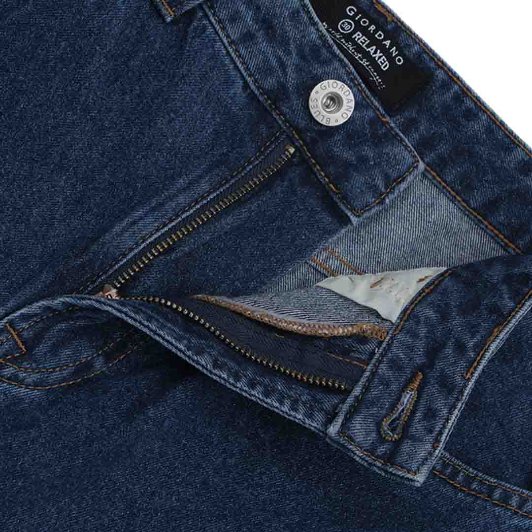 GIORDANO Men's Cotton Denim Mid Rise Relax Fit Jeans (01115045)