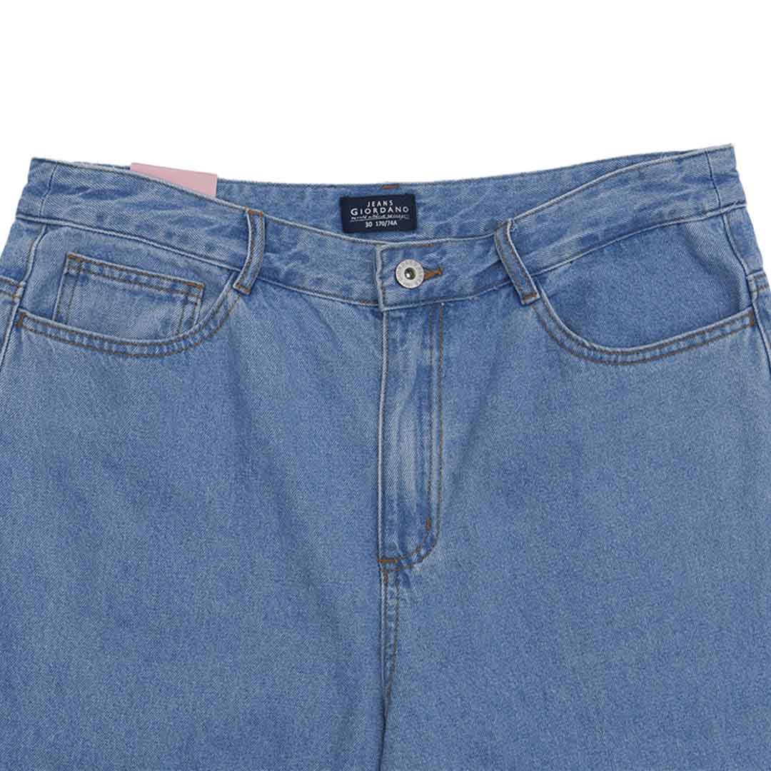 GIORDANO Women's Cotton Denim High Waist Regular Straight Fit Pocket Jeans (05415042)
