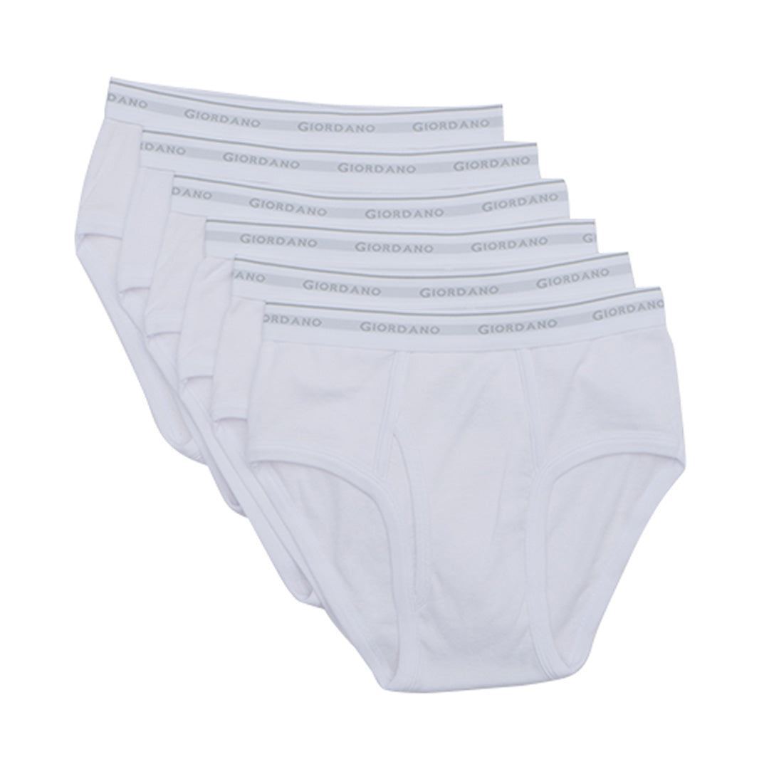 GIORDANO Men's Cotton Ribbed 6 in a Pack Essential Classic Brief (01175114)