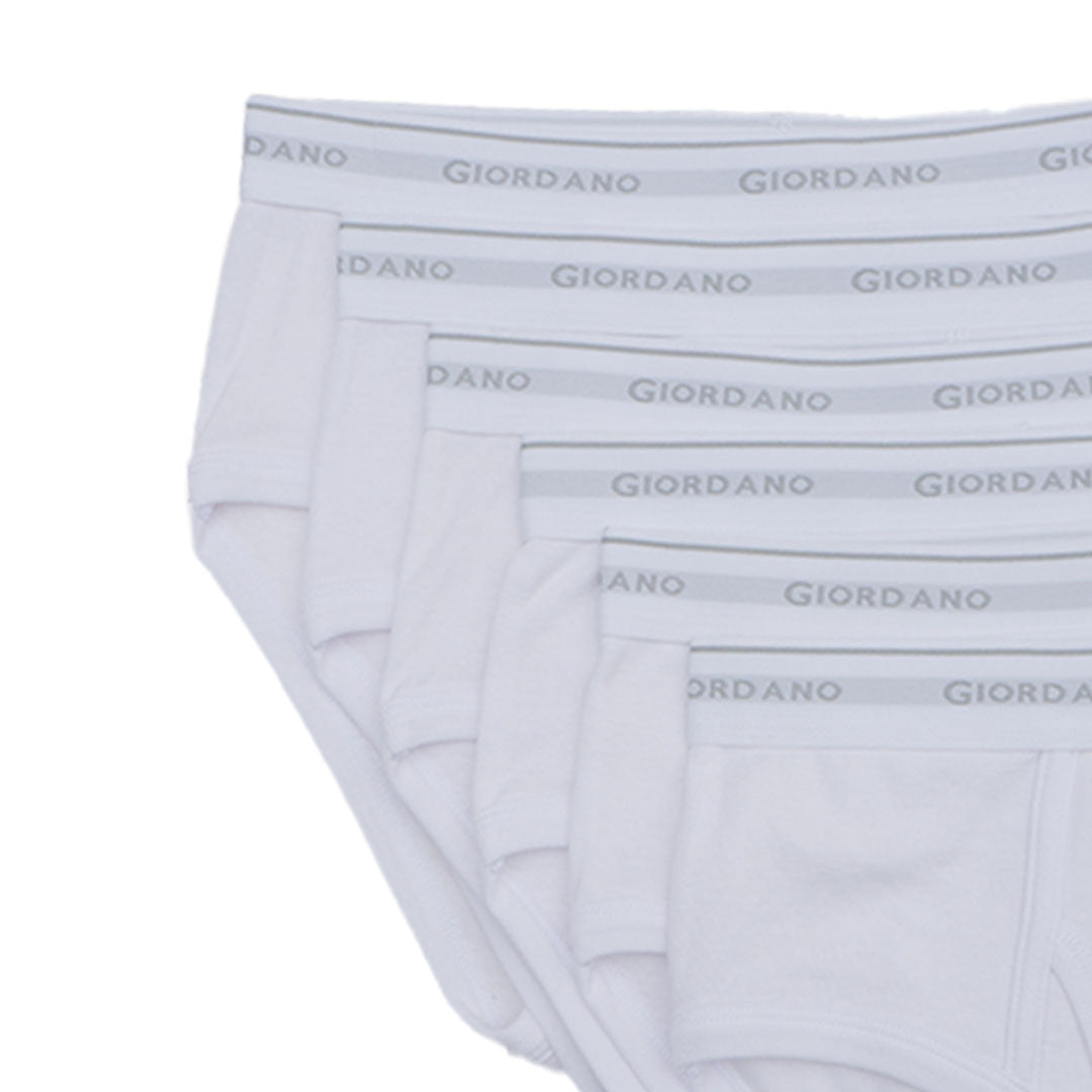 GIORDANO Men's Cotton Ribbed 6 in a Pack Essential Classic Brief (01175114)