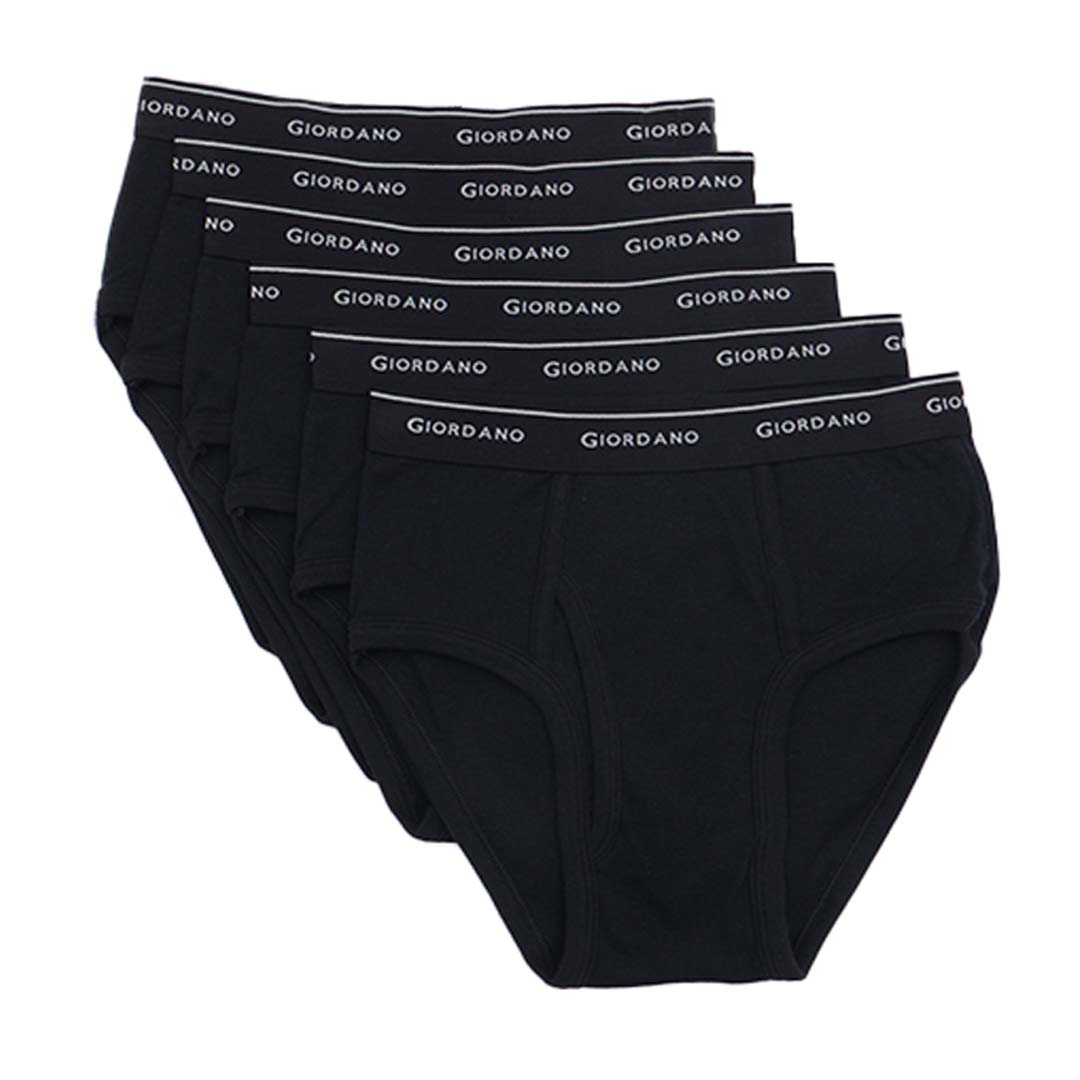 GIORDANO Men's Cotton Ribbed 6 in a Pack Essential Classic Brief (01175114)