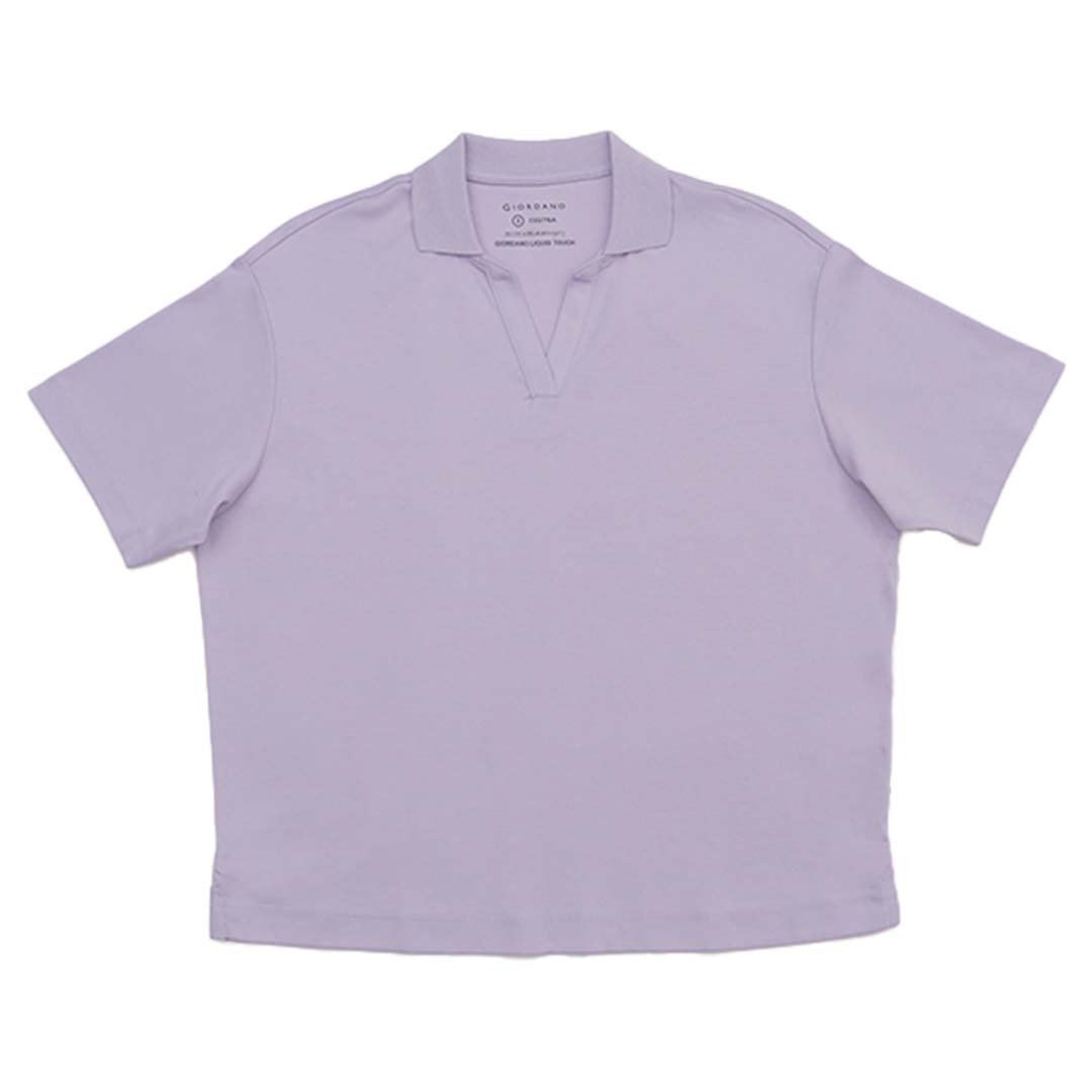 GIORDANO Women's Liquid Touch V-Neck Boyfriend Fit Polo (05315203)