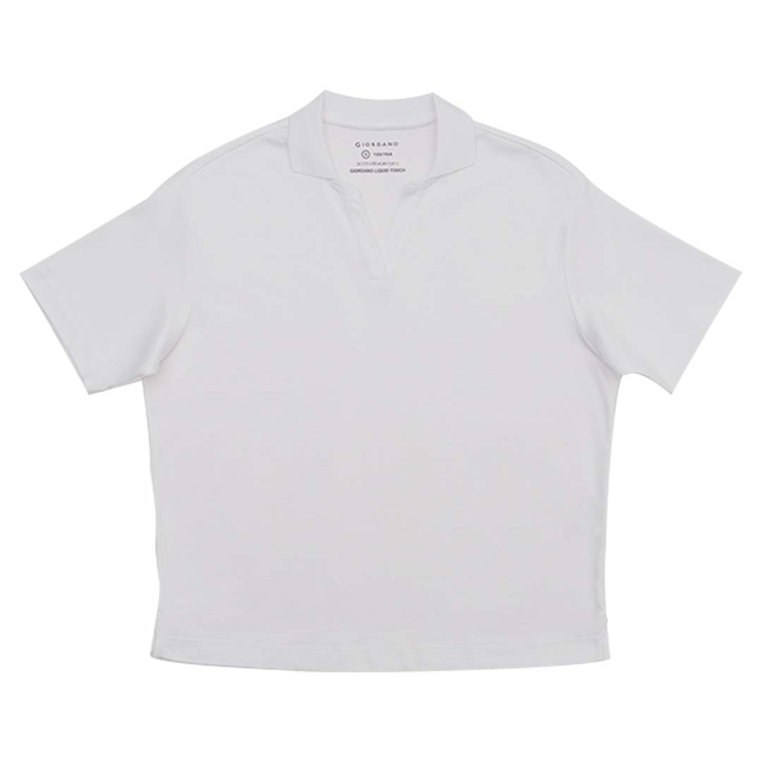 GIORDANO Women's Liquid Touch V-Neck Boyfriend Fit Polo (05315203)