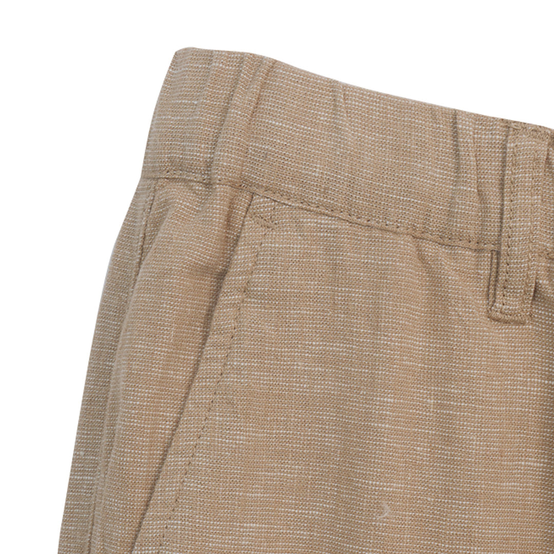 GIORDANO Men's Linen Cotton Plain Weave Low Rise Slim Tapered Khaki Pants (01116201)