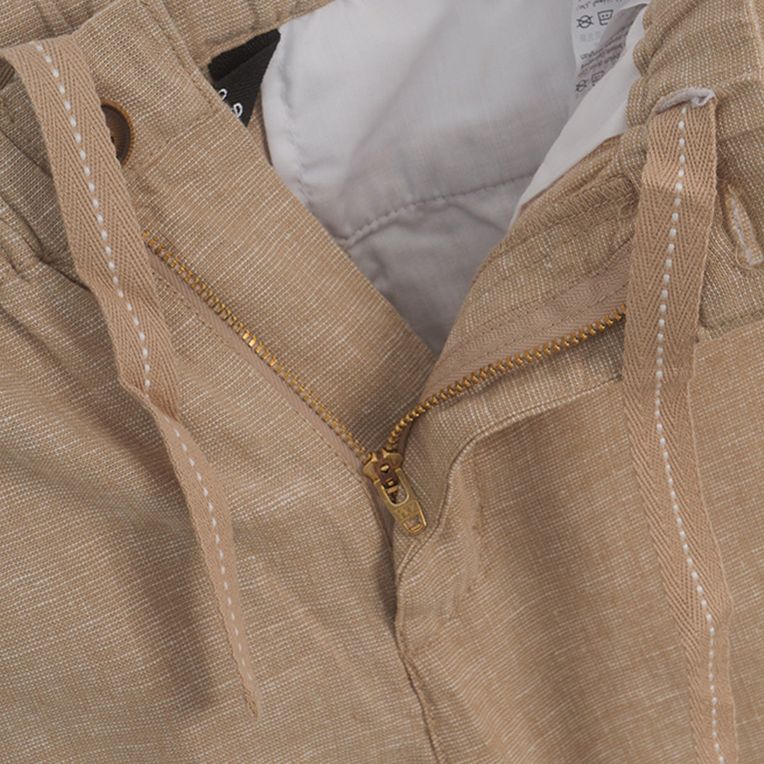 GIORDANO Men's Linen Cotton Plain Weave Low Rise Slim Tapered Khaki Pants (01116201)