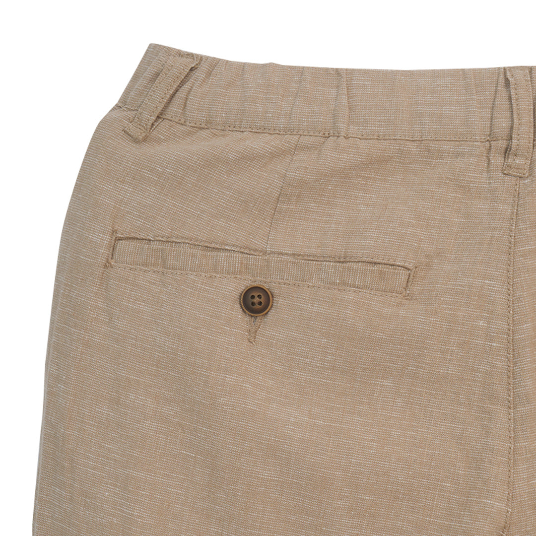 GIORDANO Men's Linen Cotton Plain Weave Low Rise Slim Tapered Khaki Pants (01116201)