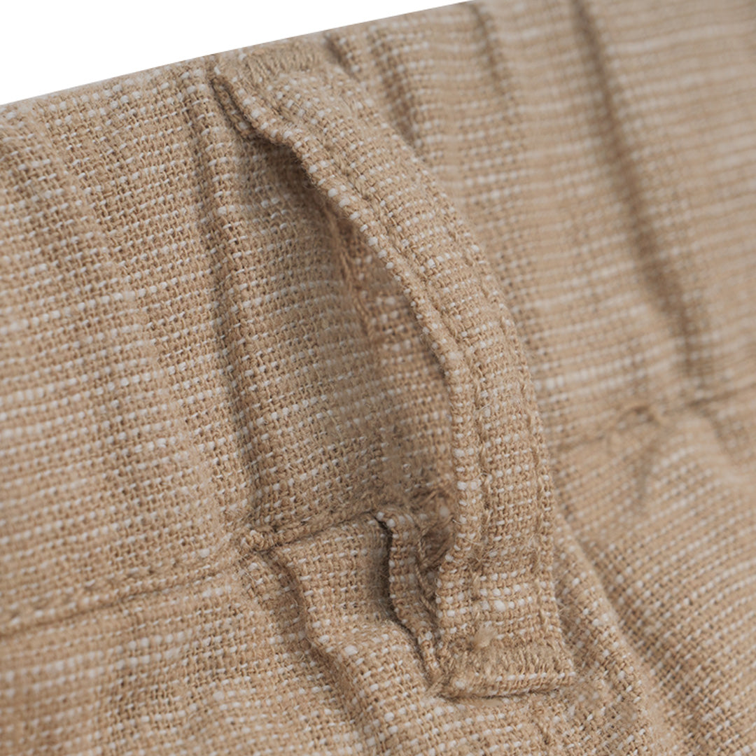 GIORDANO Men's Linen Cotton Plain Weave Low Rise Slim Tapered Khaki Pants (01116201)