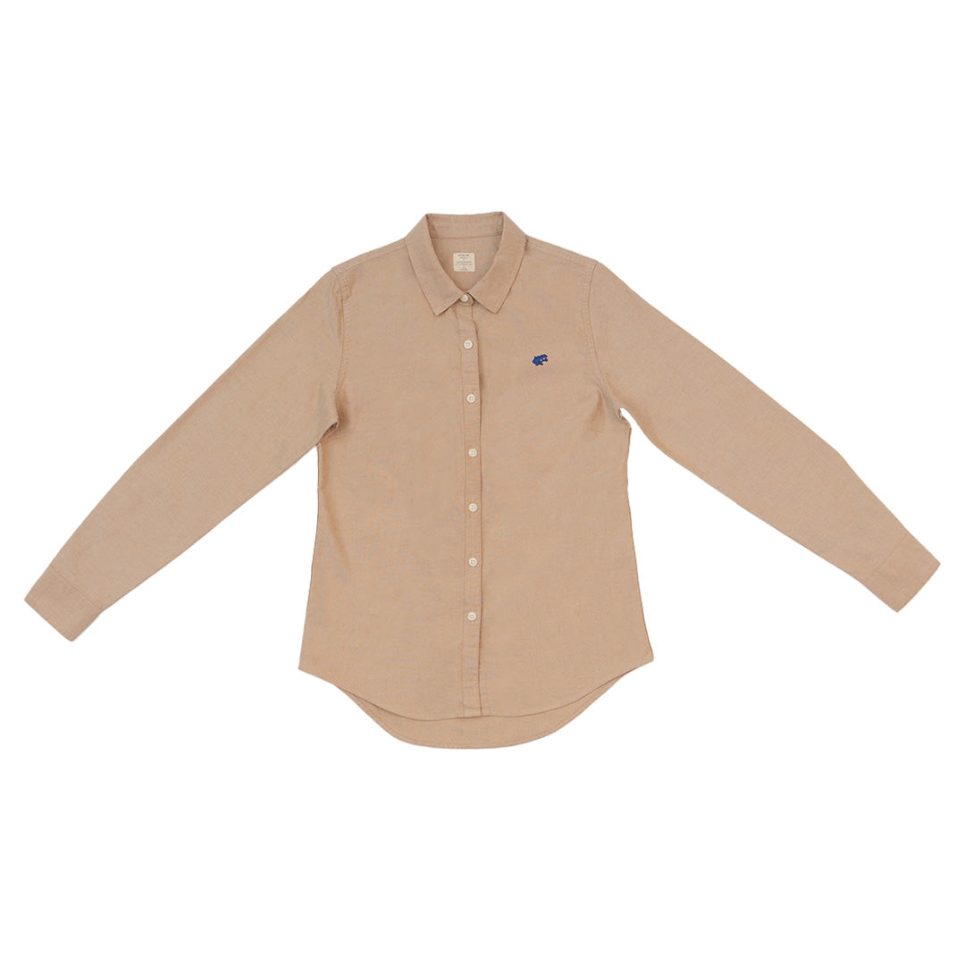 GIORDANO Women's Frog Cotton Oxford Acute Collar Long Sleeves Eco Soft Shirt (05345034)