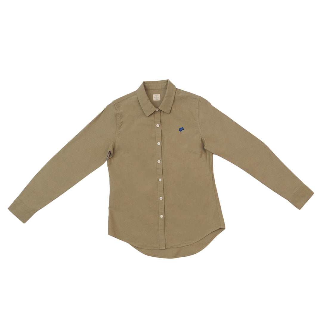 GIORDANO Women's Frog Cotton Oxford Acute Collar Long Sleeves Eco Soft Shirt (05345034)