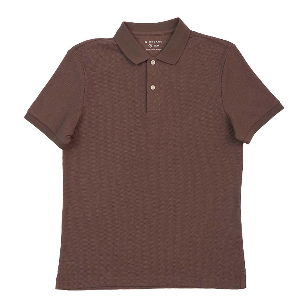 GIORDANO Men's Cotton Polyester Jacquard Slim Fit Polo (01015354)