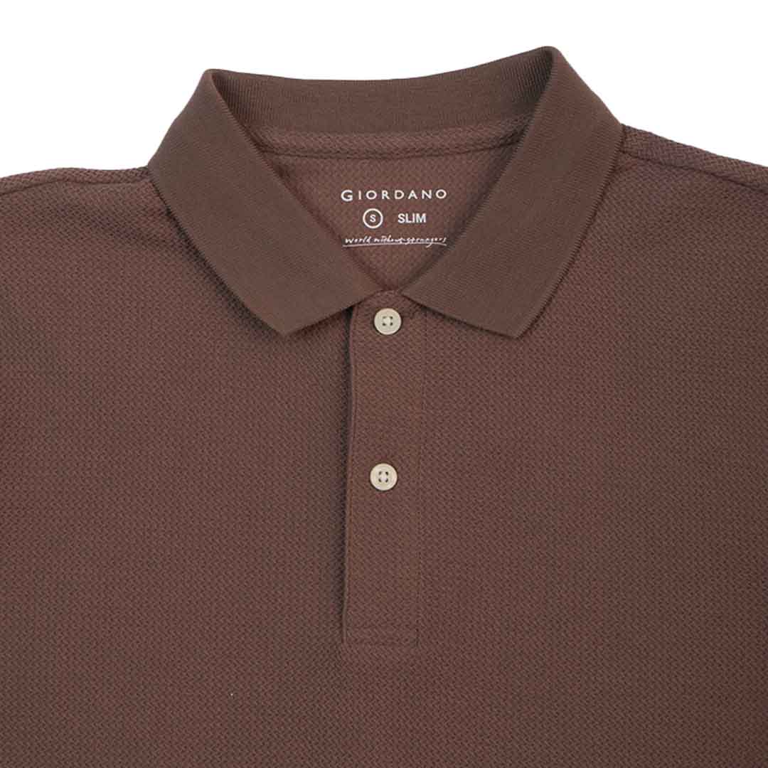 GIORDANO Men's Cotton Polyester Jacquard Slim Fit Polo (01015354)