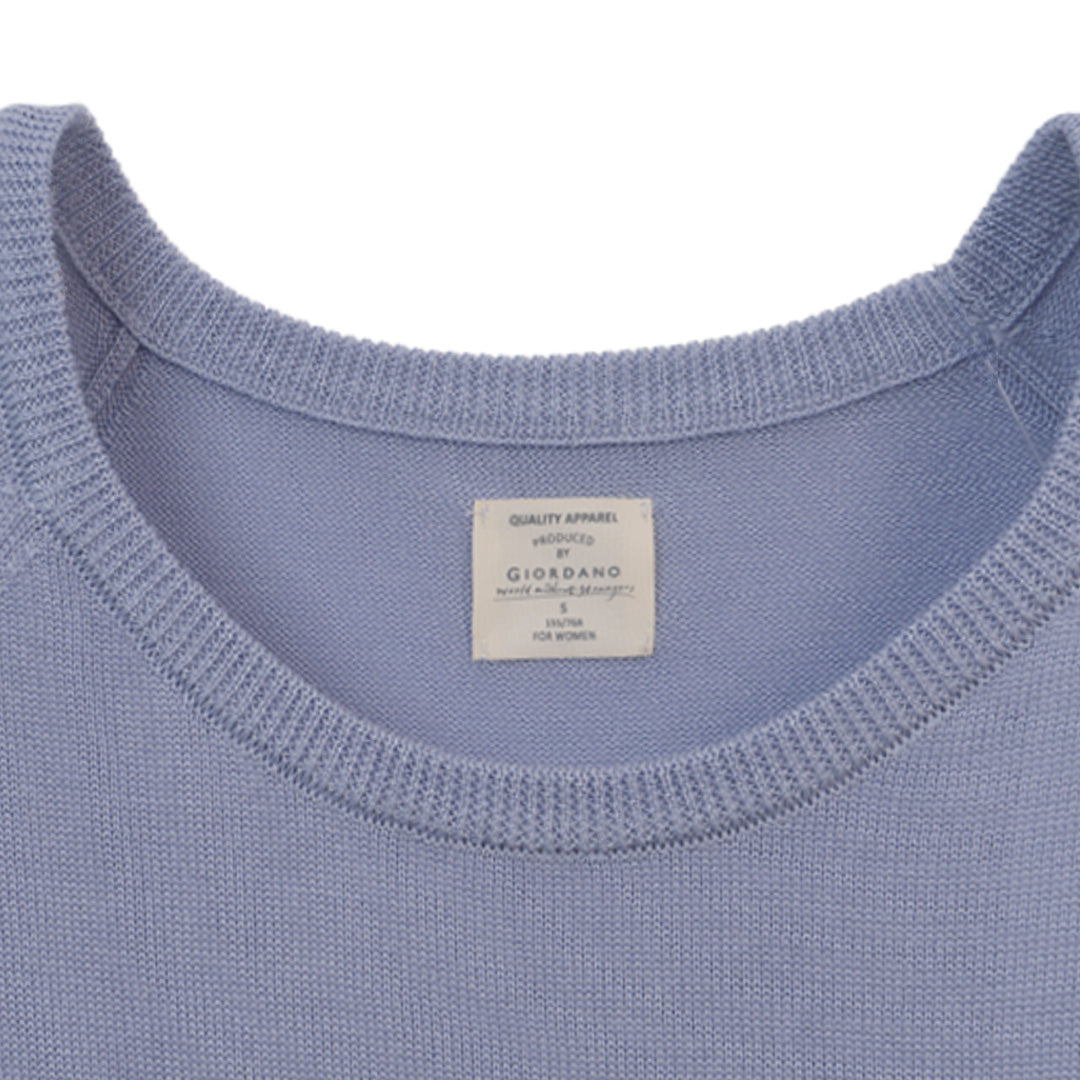 GIORDANO Women's Crew Neck Shorts Sleeves Loose Fit Sweater (05356212)