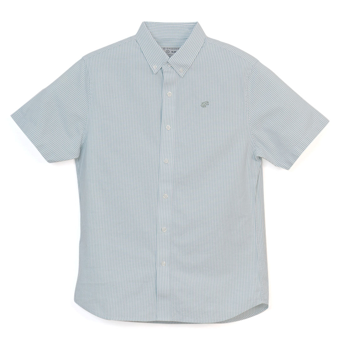 GIORDANO Men's Cotton Oxford Full Opening Short Sleeves Slim Fit Shirt (01046248)