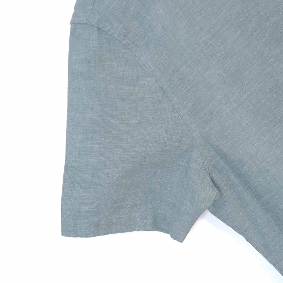 GIORDANO Men's Small Frog Linen Cotton Poplin Short Sleeves Slim Fit Shirt (01046210)