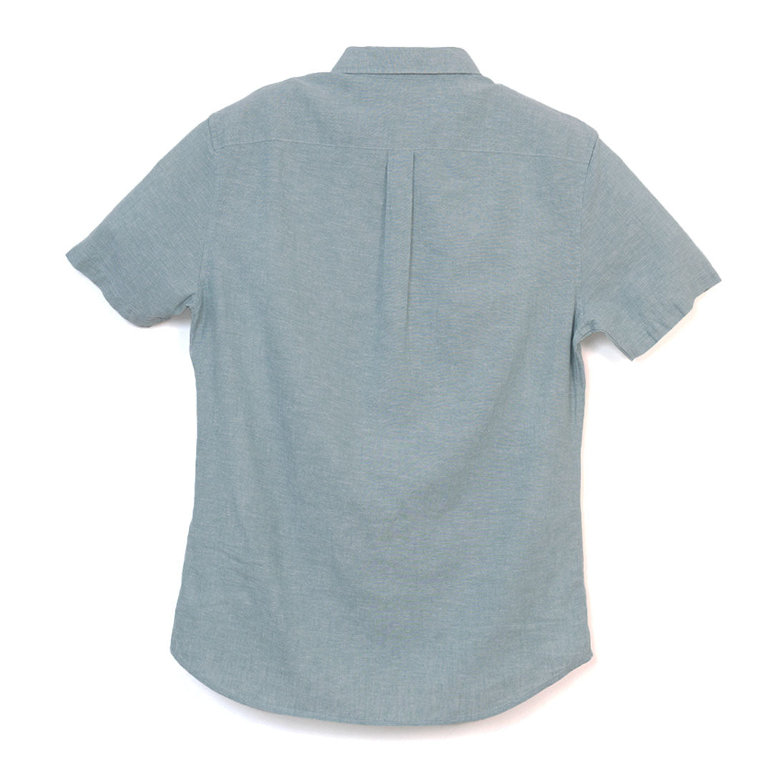 GIORDANO Men's Small Frog Linen Cotton Poplin Short Sleeves Slim Fit Shirt (01046210)