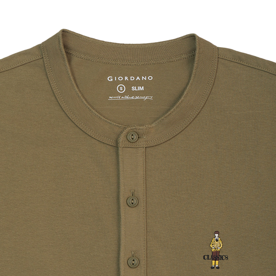 GIORDANO Men's Classic Man Henley Slim Fit Tee (01025241)